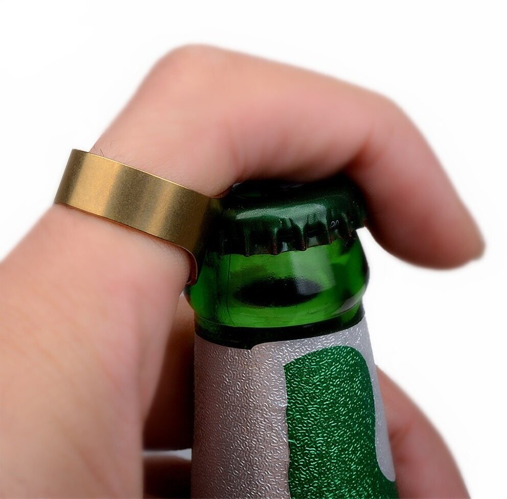Открывалка для пива, нержавеющее кольцо, золотой - фотография № 4