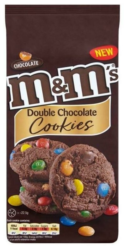 Печенье M&Ms Double Chokolate Cookies / М&Мс Дабл Чоколейт кукис 180 г. (Великобритания) - фотография № 1