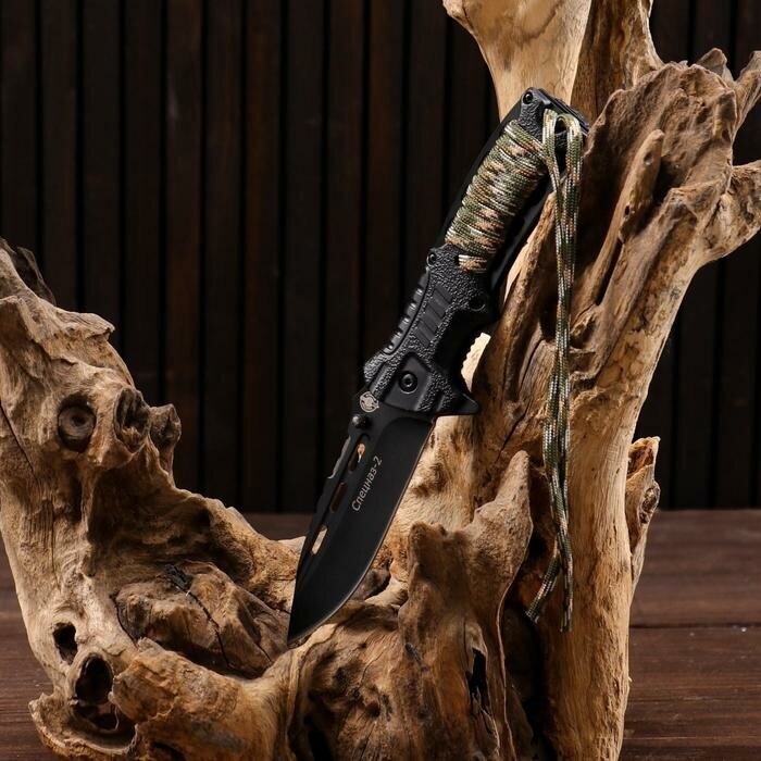 Мастер Клинок Нож складной тактический "Спецназ-2" с огнивом, сталь - 420, рукоять - обмотка паракорд, 21 см 5473