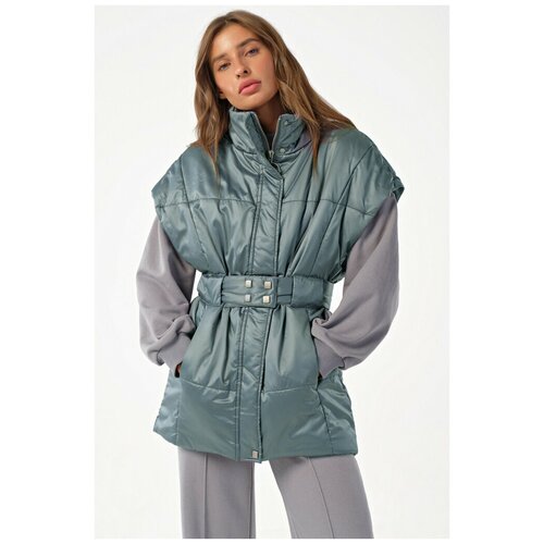 фото Жилет fly демисезонный, силуэт свободный, размер 40, серый