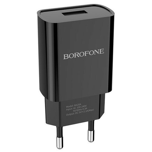 Сетевое зарядное устройство Borofone BA20A Sharp, 10 Вт, Global, черный сетевое зарядное устройство borofone ba20a sharp кабель microusb 10 вт черный