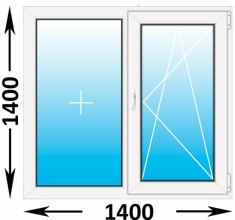 Пластиковое окно Veka WHS 60 двухстворчатое 1400x1400 (ширина Х высота) (1400Х1400)