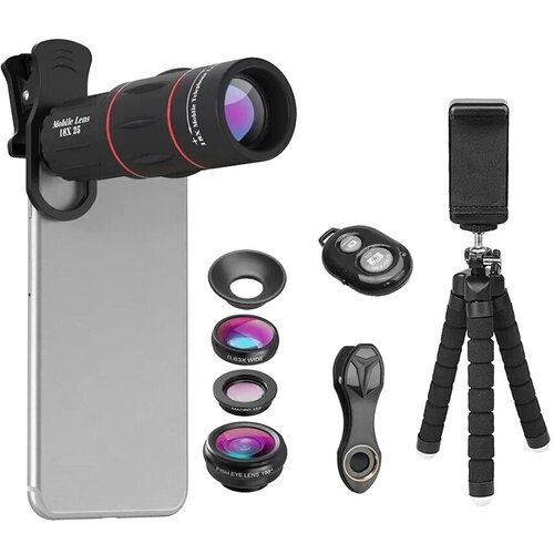 Комплект объективов Apexel 18x Telephoto 5-in-1 Kit для смартфона APL-T18XBZJ5