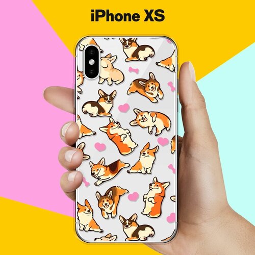 Силиконовый чехол Корги узором на Apple iPhone Xs силиконовый чехол корги в масках на apple iphone xs max