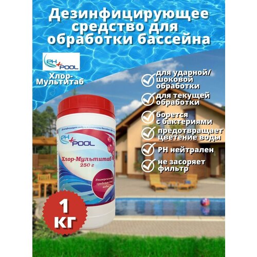 Комплексного дествия PH+POOL Хлор-Мультитаб 1 кг. Таблетки 250 гр 310036/310197