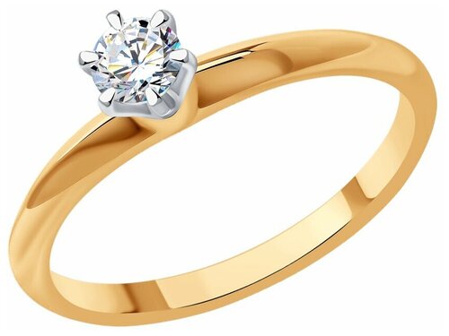 Кольцо помолвочное Diamant online, золото, 585 проба, бриллиант, размер 16.5, прозрачный
