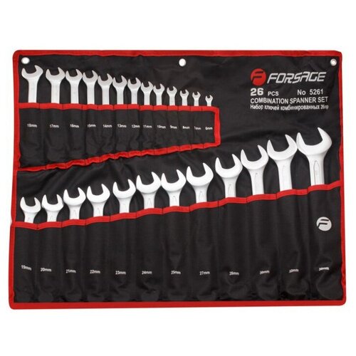 Набор гаечных ключей Forsage F-5261, 25 предм., черный набор выколоток rf 50612 6пр 3х150 2шт 5х150 2шт 8х150 2шт в пластиковом держателе rockforce 1 new