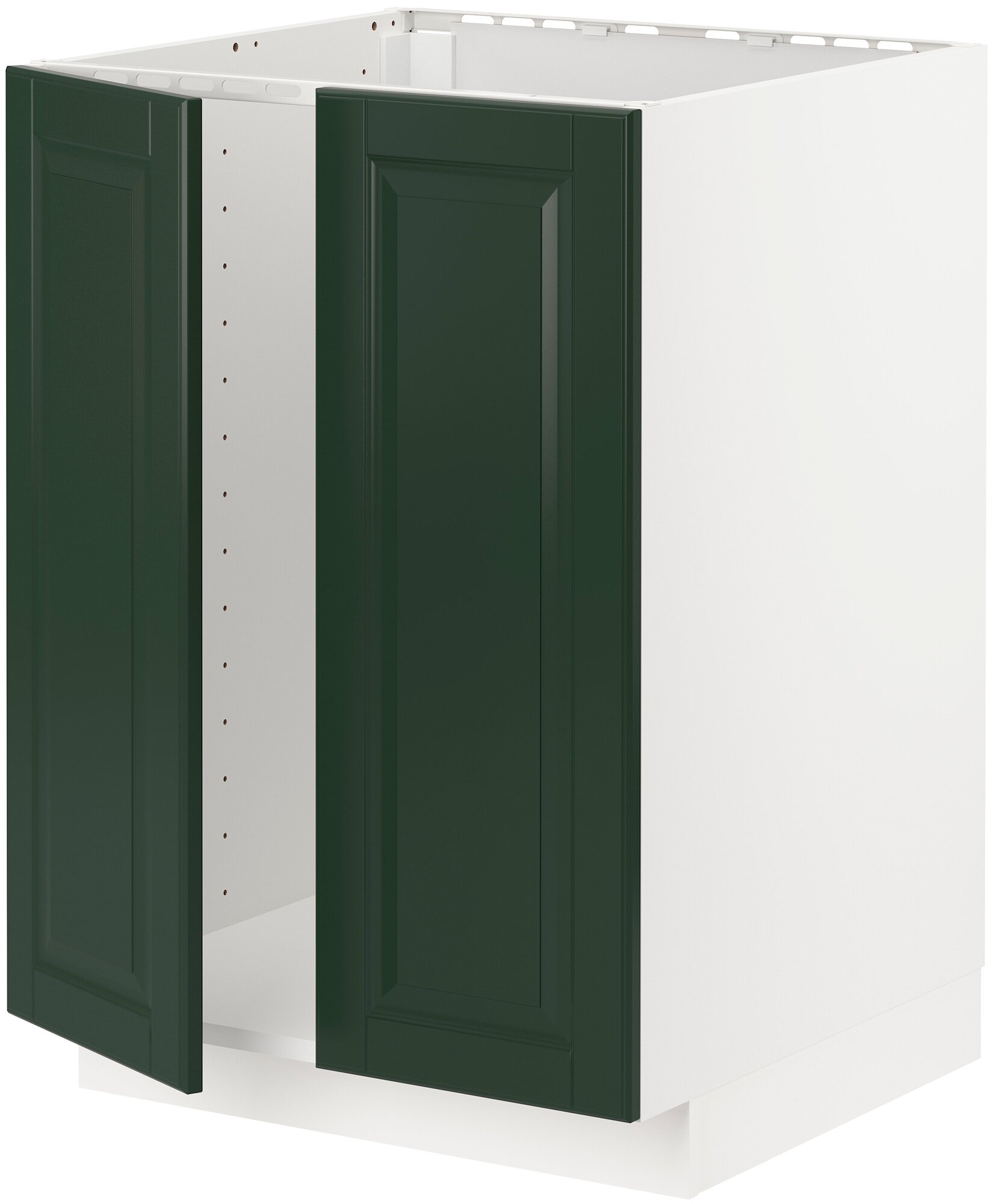 METOD метод напольный шкаф для мойки+2 двери 60x60 см белый/Будбин темно-зеленый - фотография № 1