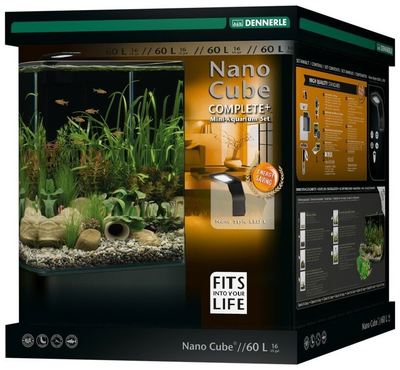 Dennerle NanoCube Complete+ 60 Style LED M, Аквариум, комплект, 60л, 38х38х43 см