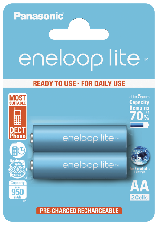 Аккумулятор Eneloop Panasonic Lite LR6 AA 950 mAh R2U (уп 2 шт)