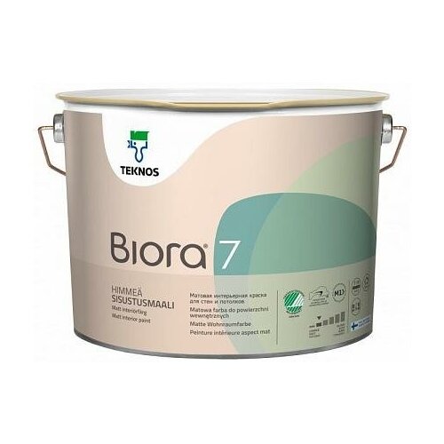 Teknos Biora 7 / Текнос Биора 7 матовая краска для стен РМ1 2,7л краска акриловая teknos biora 7 влагостойкая моющаяся матовая бесцветный 9 л