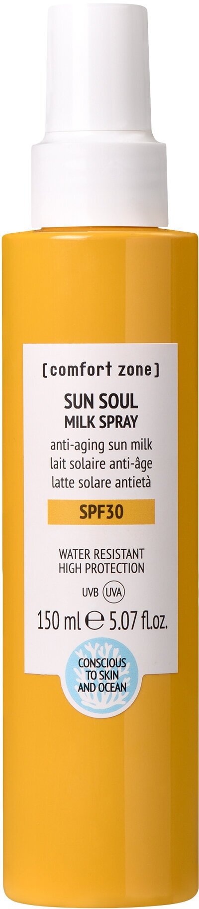 Comfort Zone Водостойкое солнцезащитное молочко-спрей для тела SPF30 Sun Soul Milk 150 мл