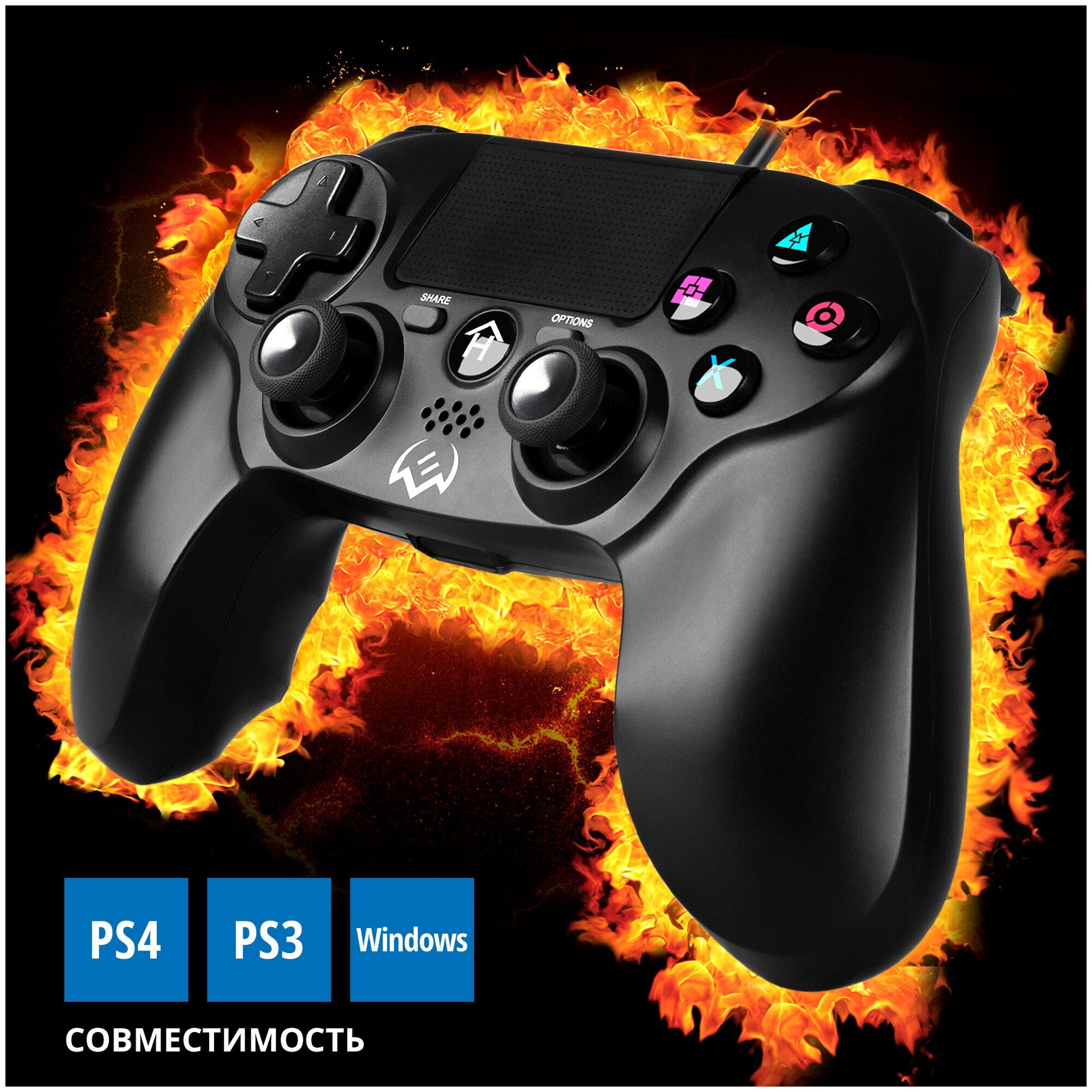 Геймпад GC-400 (11 кн 2 стика Touchpad D-pad PS4/PS3/PC)