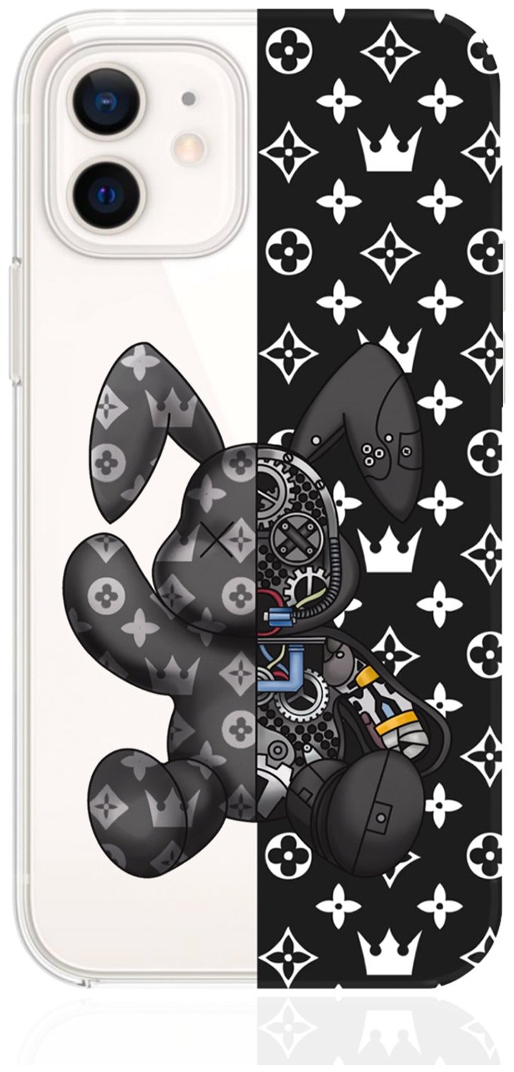 Прозрачный силиконовый чехол MustHaveCase для iPhone 12/12 Pro Bunny Черный для Айфон 12/12 Про Противоударный