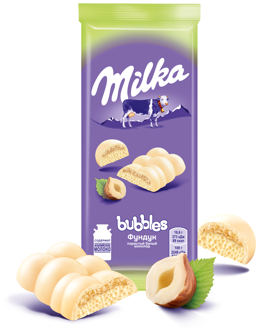 Шоколад Milka Bubbles белый пористый с фундуком, 83 г - фотография № 6