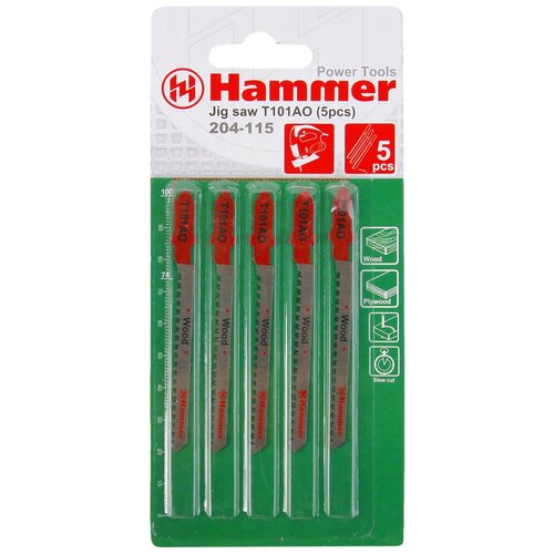Пилки для лобзика 5 штук Hammer 204-115 509₽