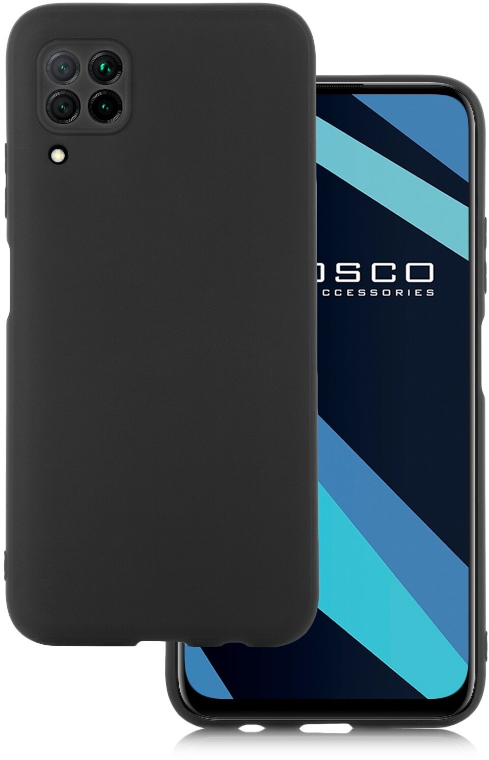 Чехол ROSCO для Huawei P40 lite (Хуавей П40 Лайт), матовый чехол, бортик (защита) вокруг блока камер, силиконовый, черный