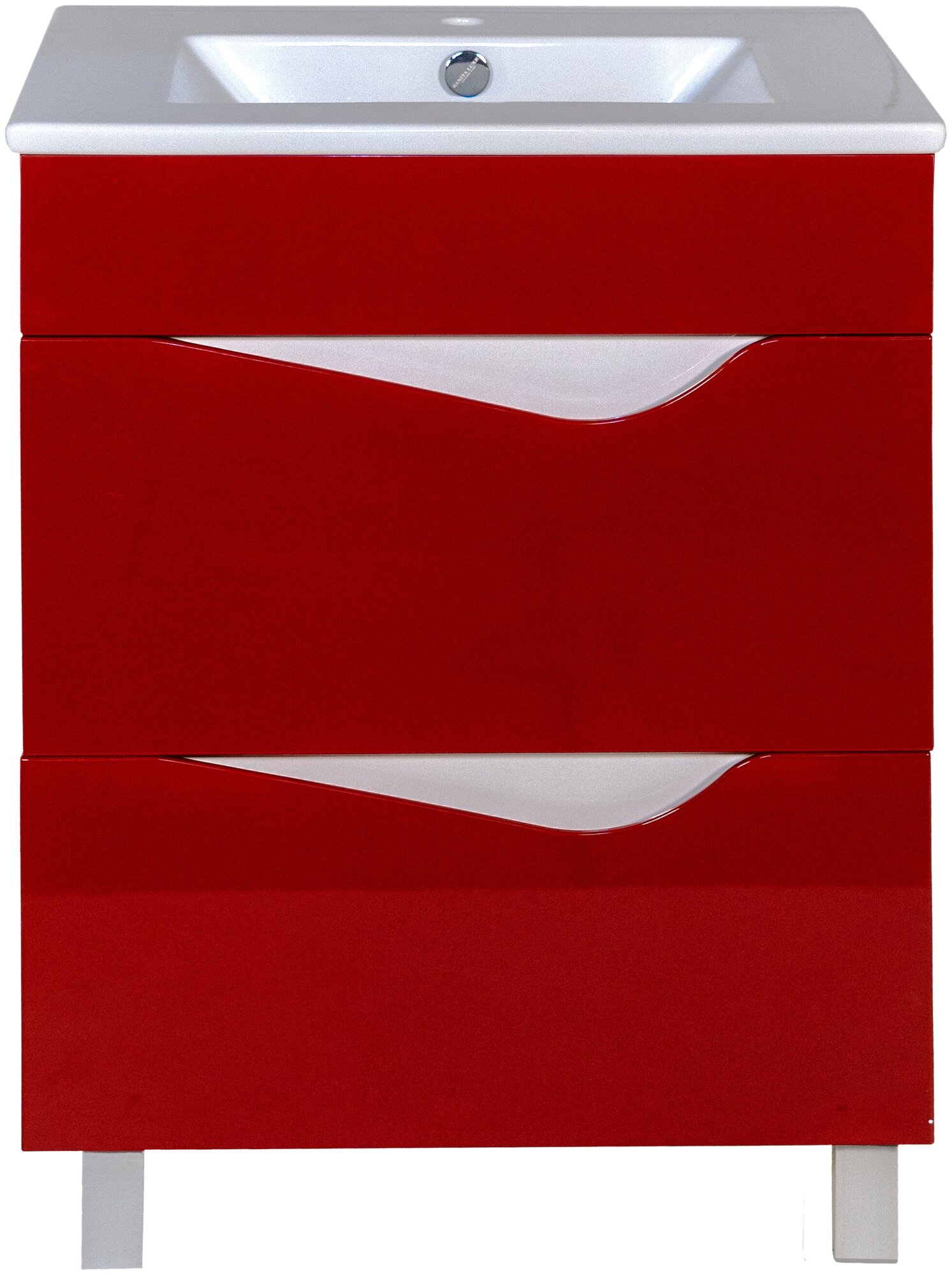 фото Тумба с раковиной Bellezza Эйфория 60 красная с раковиной Квадро