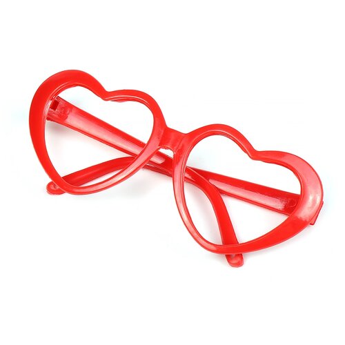 Очки без стекла арт. TBY.53733 цв. красный 7см, сердце пластик уп.10шт