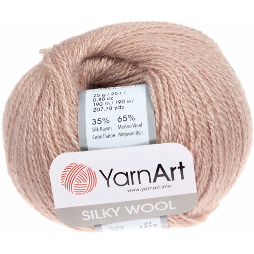 Пряжа Yarnart Silky wool бежевый (337), 65%шерсть мериноса/35%искусственный шелк, 190м, 25г, 2шт