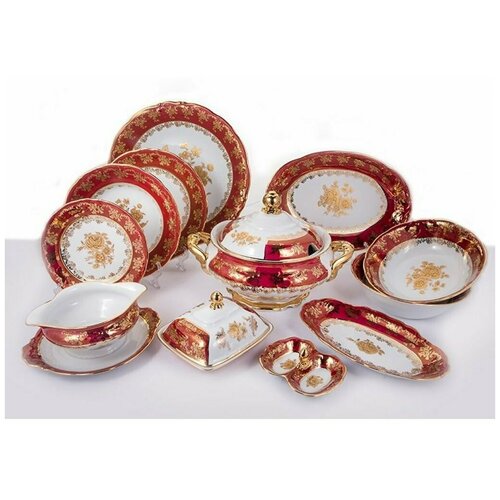 Столовый сервиз Роза красная Carlsbad на 6 персон 27 предметов