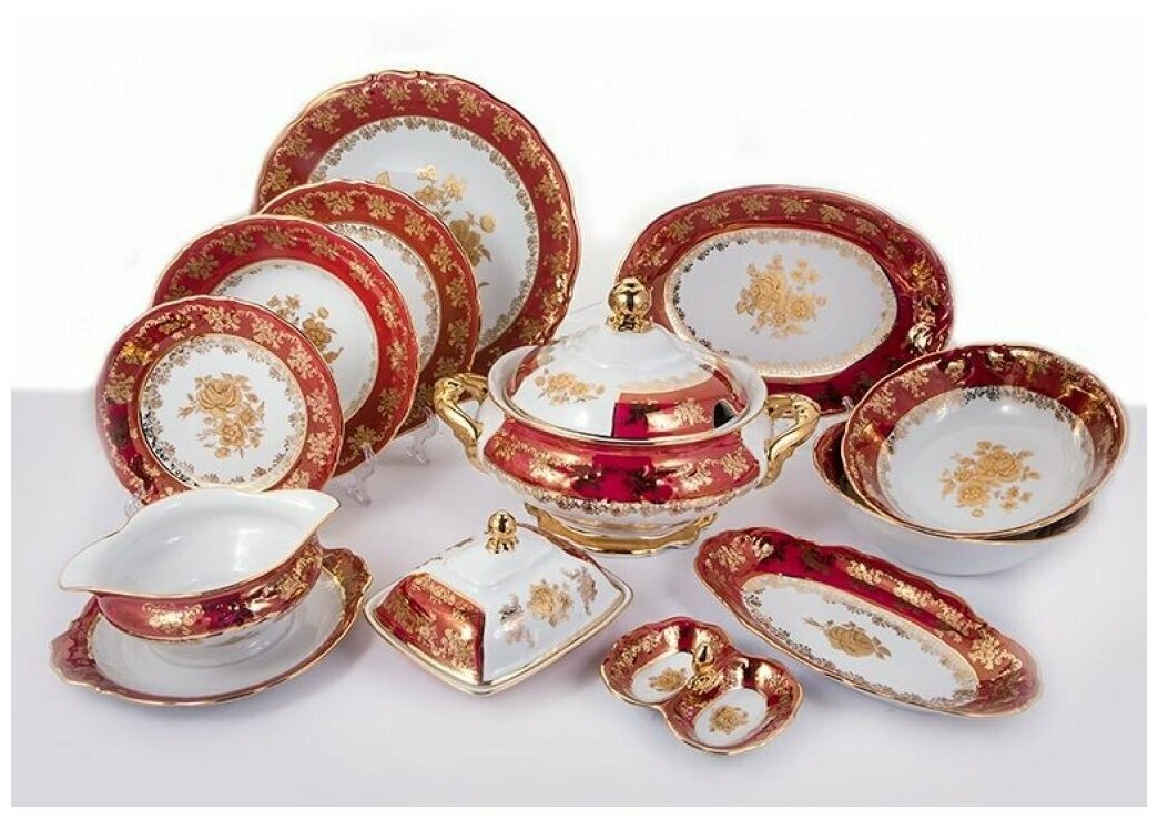 фото Столовый сервиз Роза красная Carlsbad на 6 персон 27 предметов