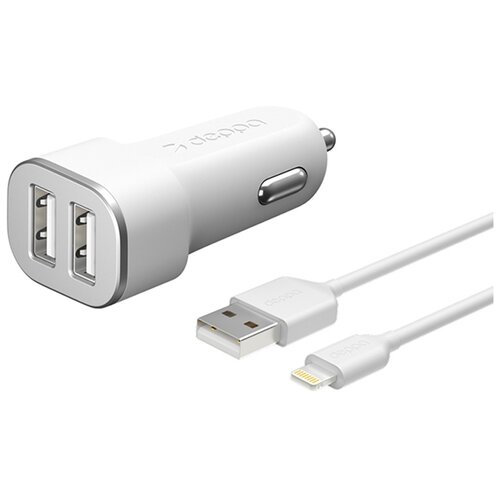 фото Зарядное устройство deppa ultra mfi apple lightning 2.4а 2xusb white 11291