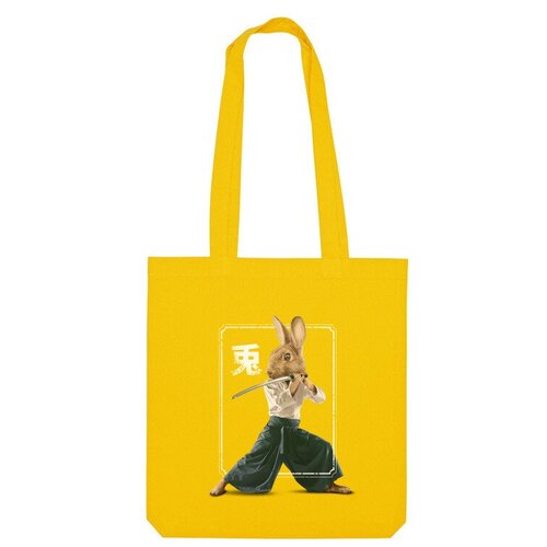 Сумка шоппер Us Basic, желтый мужская футболка кролик самурай xl красный