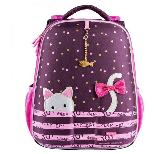 фото Школьный рюкзак mike&mar котик бордо / розовый кант 1008-175