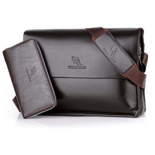 фото Сумка mypads ha-033 из качественной импортной эко-кожи для ноутбука 13.3 дюйма элегантная классическая мужская сумка с магнитной крышкой в комплекте с вместительным портмоне коричневого цвета