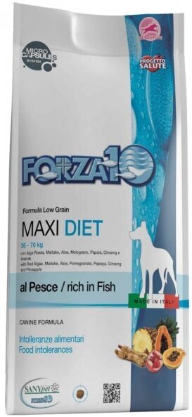 Сухой корм для собак Forza10 Diet Maxi при чувствительном пищеварении, гипоаллергенный, рыба 12 кг (для крупных пород) - фотография № 4