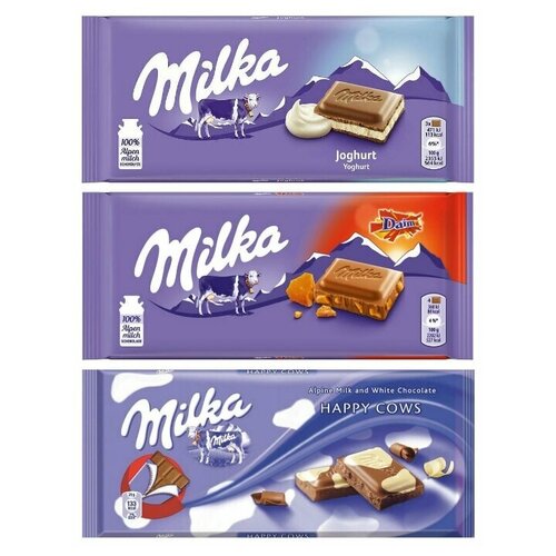 фото Шоколад milka yoghurt + daim + happy cow (набор из 3 шт), 100 г, 3 шт. mondelez international