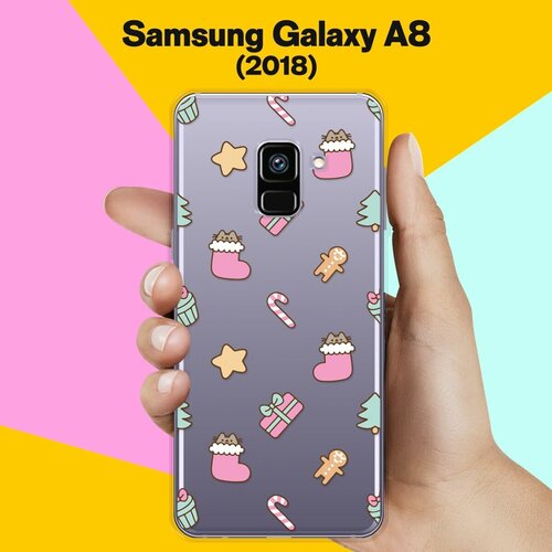 Силиконовый чехол на Samsung Galaxy A8 (2018) Узор новогодний / для Самсунг Галакси А8 2018 силиконовый чехол на samsung galaxy a8 2018 узор новогодний для самсунг галакси а8 2018