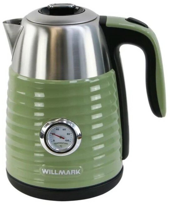 Чайник электрический WILLMARK WEK-1738PST, пластик, колба металл, 1.7 л, 2200 Вт, зелёный
