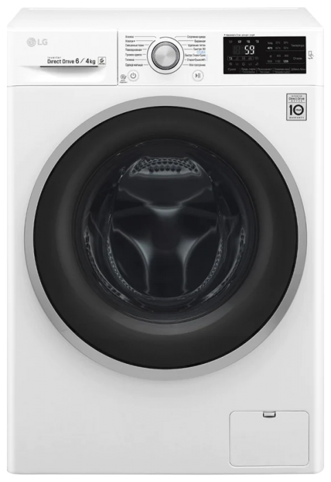 Стиральная машина фронтальная LG F2J6NM7W белый/черный (сушка, пар)