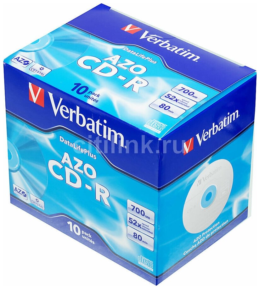 Диск CD-R Verbatim 700Mb 52x Jewel case (10шт) (43327)