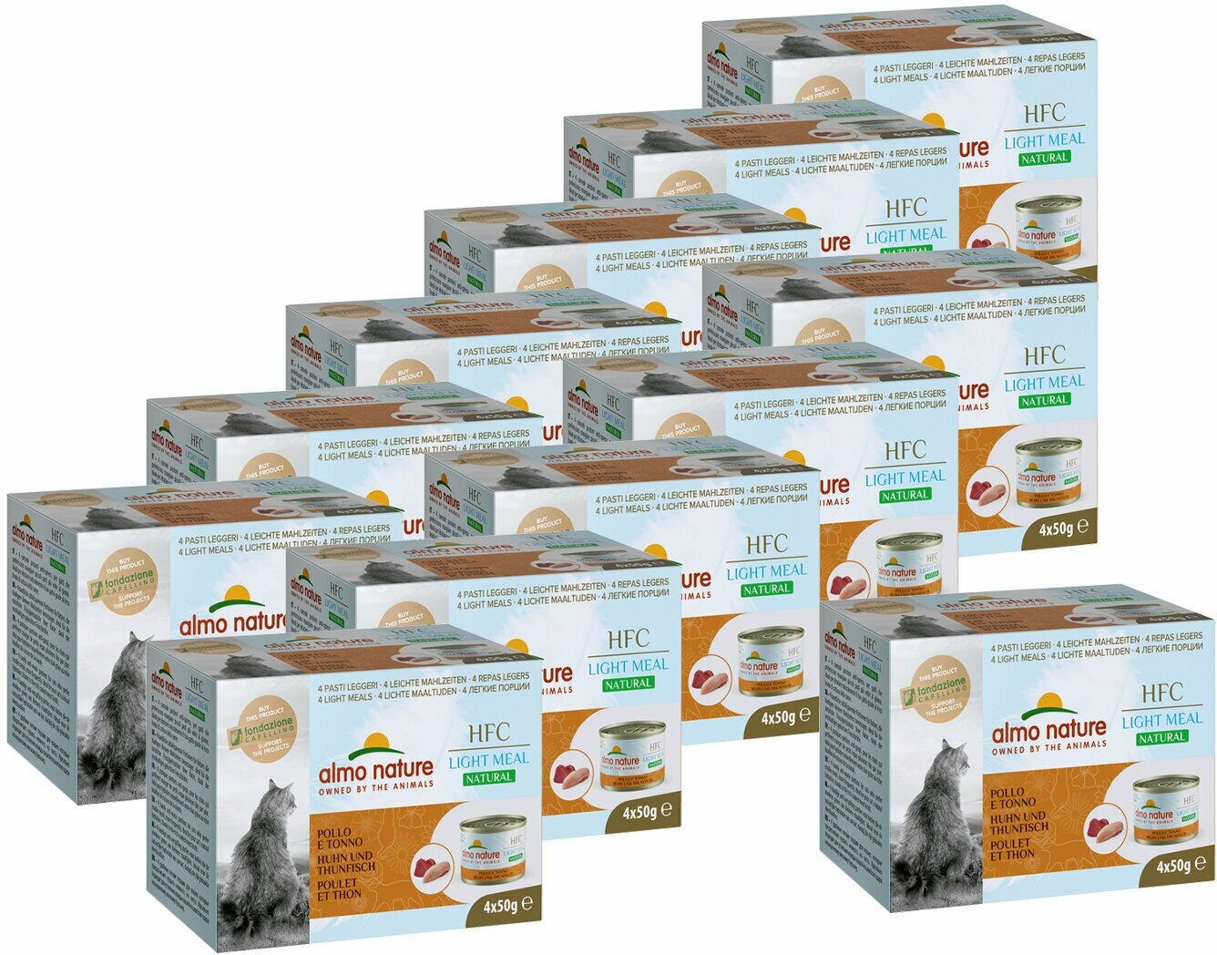 Almo Nature консервы для кошек "Курица и Тунец" (Natural Light Meal - Chicken and Tuna) 4шт х 50 гр 0,2 кг х 12 шт.