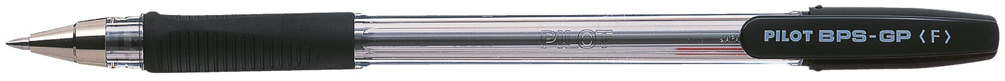 Ручка шариковая масляная с грипом PILOT "BPS-GP", черная, корпус прозрачный, узел 0,7 мм, линия письма 0,21 мм, BPS-GP-F, BРS-GP-F