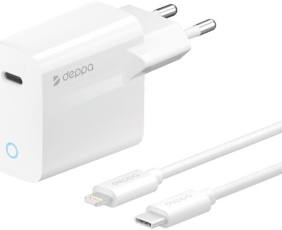 Сетевое зарядное устройство Deppa USB-C, 20 Вт, PD, белый