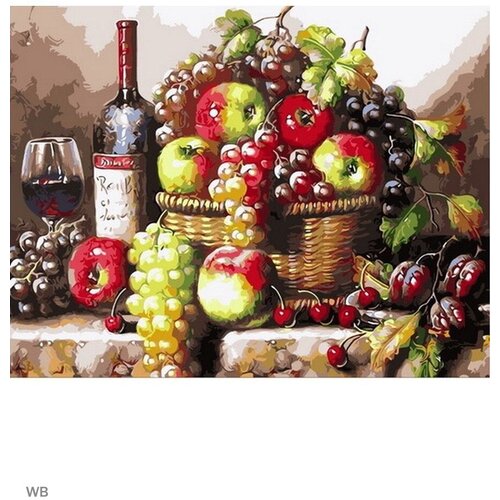 Картина по номерам Вино и фрукты 40х50 см