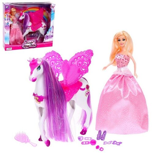 Лошадь для кукол «Единорожка», с куклой