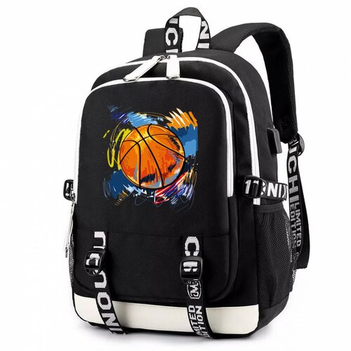 Рюкзак Баскетбол с USB-портом черный №7