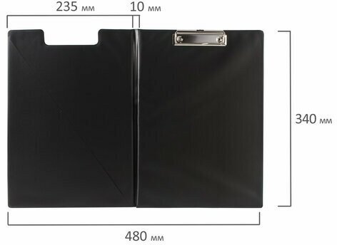 Папка-планшет BRAUBERG, А4 (340х240 мм), с прижимом и крышкой, картон/ПВХ, россия, черная, 221488