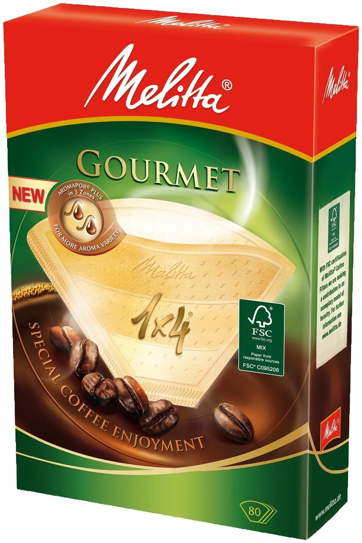 Одноразовые фильтры для капельной кофеварки Melitta Gourmet коричневые Размер 1х4