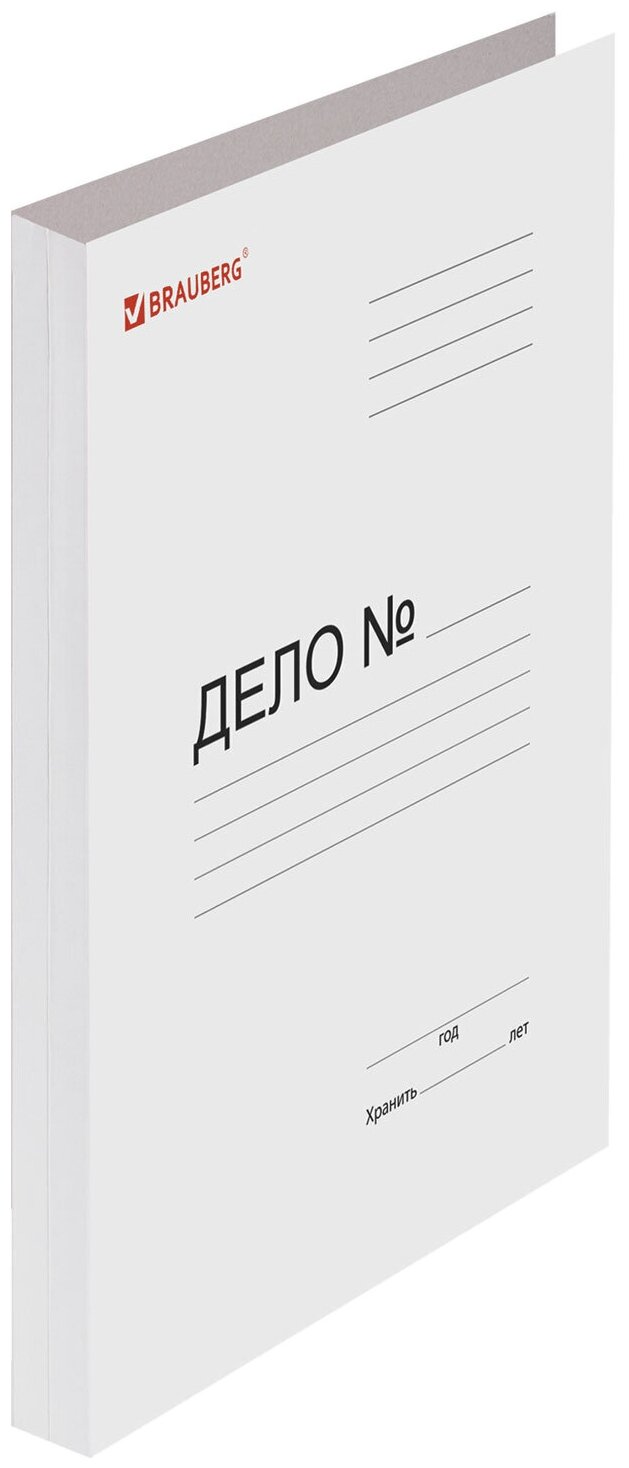 Скоросшиватель картонный мелованный BRAUBERG, гарантированная плотность 320 г/м2, белый, до 200л.