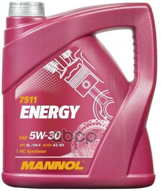 MANNOL 7511-4 Mannol Energy 5W-30 Синтетическое Моторное Масло 5W-30 Api Sla3b 4Л Ford Wss-M2c913-B, Vw-Norm 502.00/505.00, Mb .