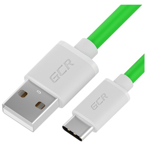 Кабель GCR USB - USB Type-C (GCR-UCQC2), 0.25 м, 1 шт., зеленый/белый кабель gcr usb usb type c gcr ucqc2 1 м 1 шт зеленый