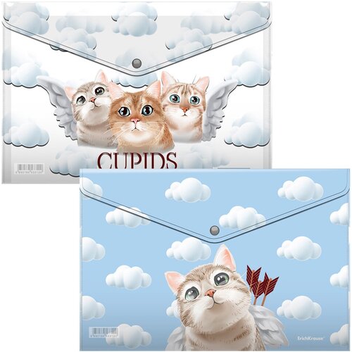 Набор из 4 папок-конвертов пластиковых ErichKrause Cupids, A4