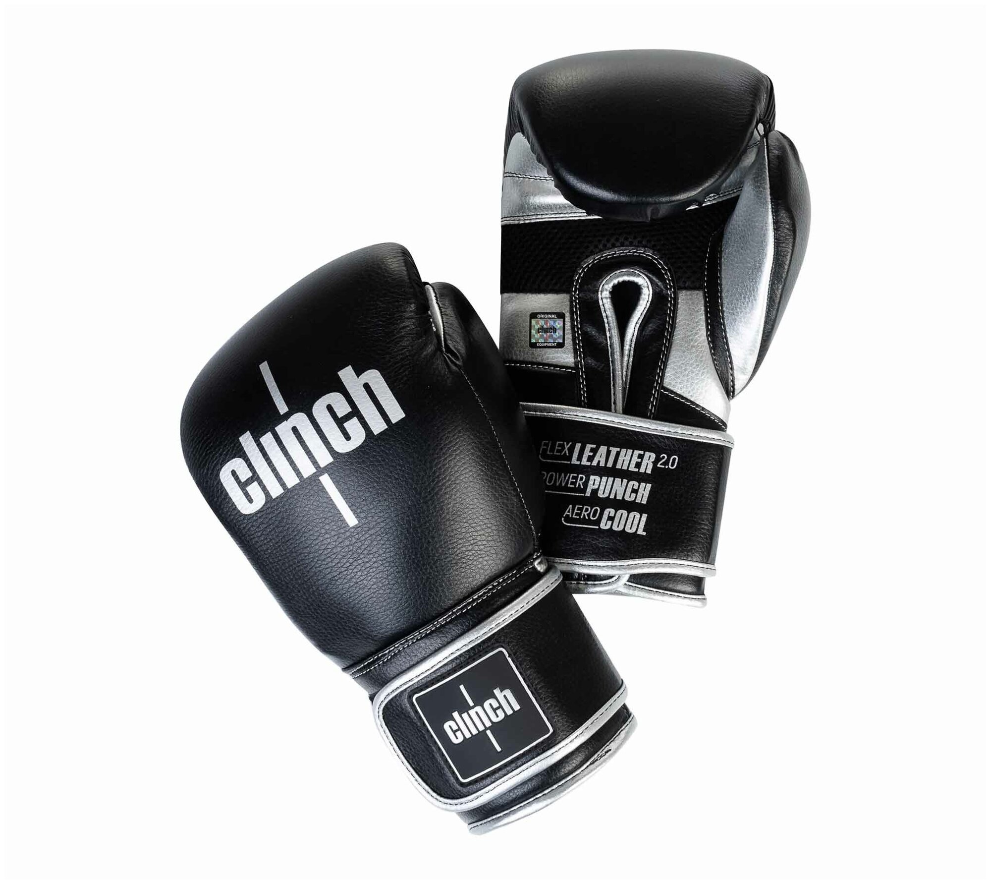 Перчатки боксерские Clinch Punch 2.0 черно-серебристые, 12 ун