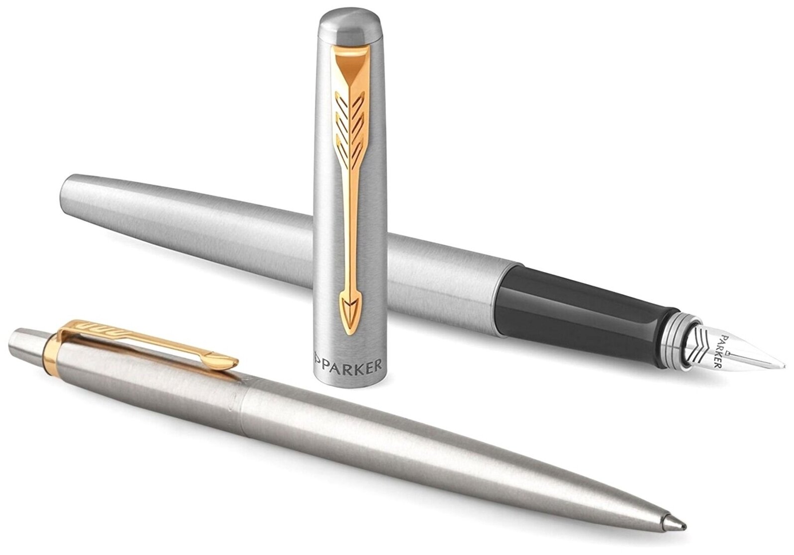 Набор: перьевая + шариковая ручки Parker Jotter Core FK691, Stainless Steel GT (Перо M) 2093257